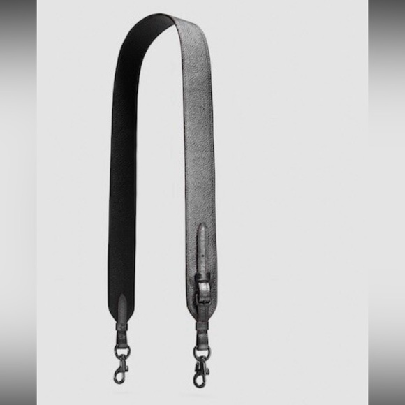 Coach Thick Pebbled Leather Guitar Strap Black Gunmetal Copper - Picture 2 of 11